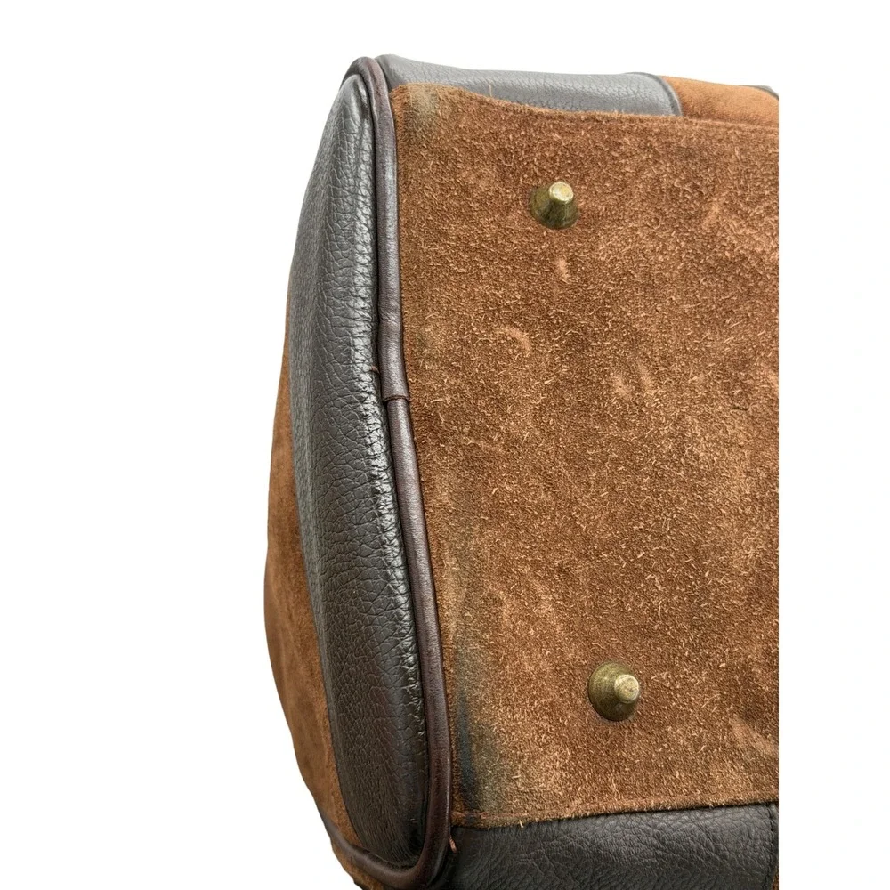 Marlboro Vintage Bag Leather Suede Grit Weekender Duffel Bag Brown Large Travel